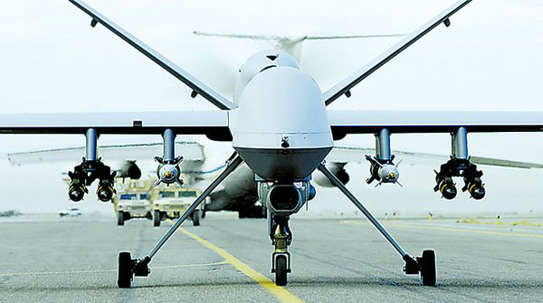 資料圖：懸掛武器的美軍捕食者無人機。