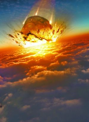小行星撞擊地球大氣層的假想圖。東方IC供圖