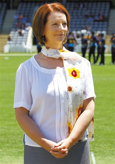29日，堪培拉，澳大利亞總理吉拉德觀看板球比賽。