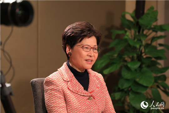 香港特別行政區(qū)行政長官林鄭月娥在北京接受人民網(wǎng)專訪。人民網(wǎng)記者 賈文婷攝