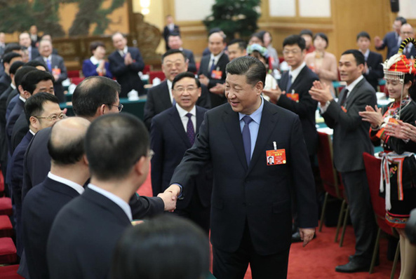 2019年3月10日下午，習近平參加十三屆全國人大二次會議福建代表團的審議。